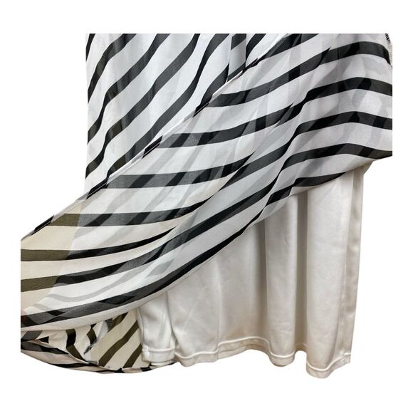 Express Elegant Dress Black White Striped Off the Shoulder Midi Size XS Y2K Slip - Picture 3 of 8